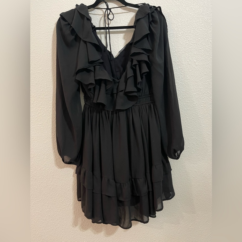 Abercrombie & Fitch Long-Sleeve Ruffle Mini Dress